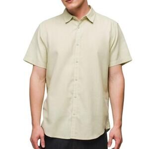 Prana Lindores Short Sleeve Shirt Men's XL Pale Aloe Slim Fit Hemp Button Up